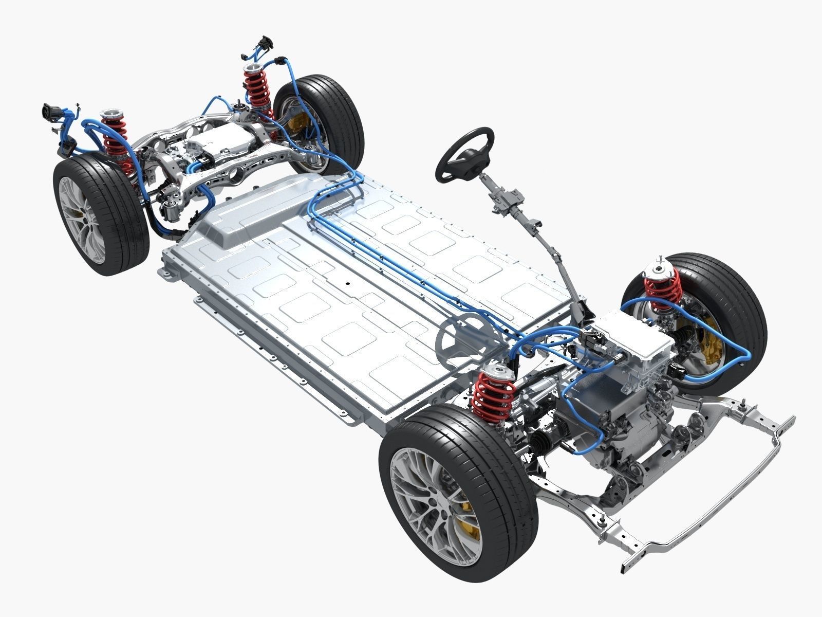 Electric vehicle chassis 3D model_2