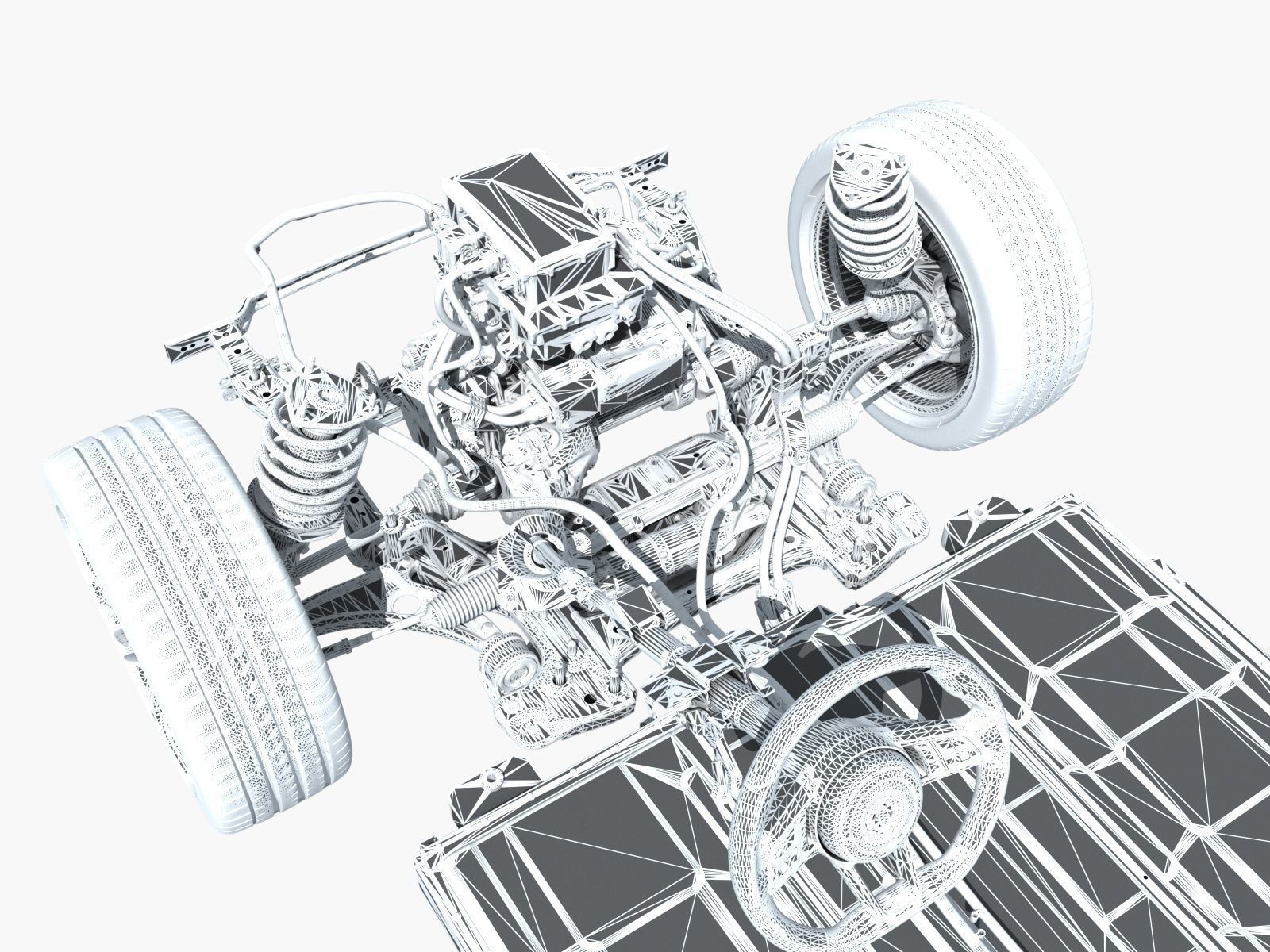 Electric vehicle chassis 3D model_11