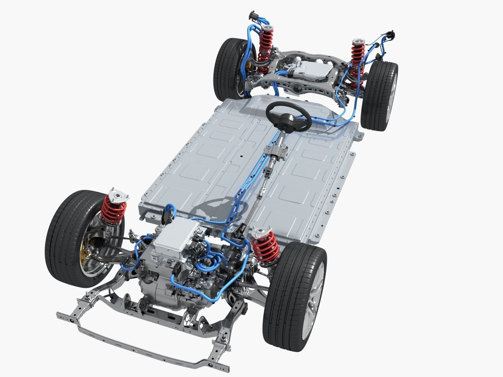 Electric vehicle chassis 3D model_1