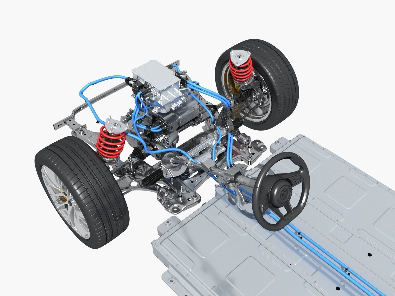 Electric vehicle chassis 3D model_5