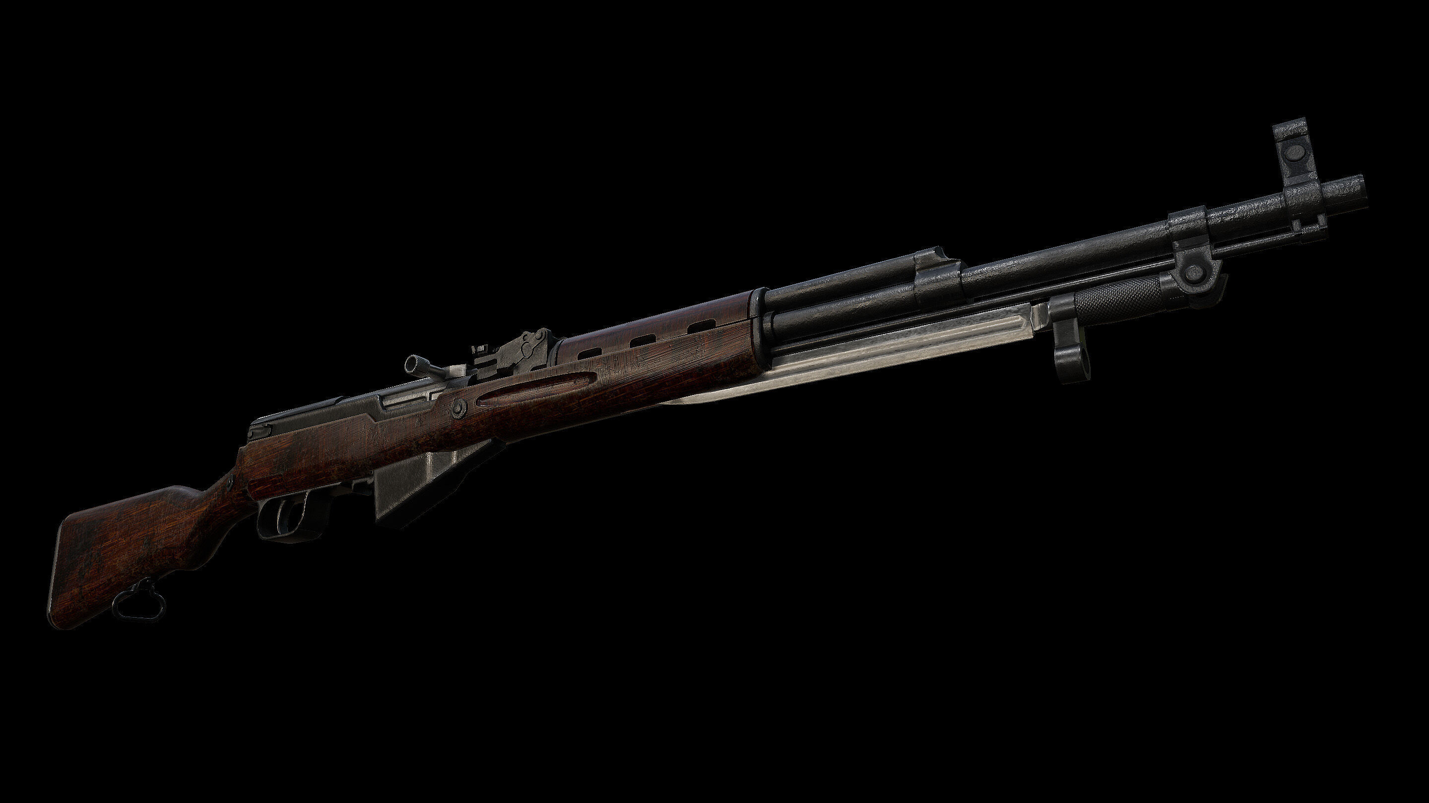 SKS Semi-Auto Soviet Rifle 3D model_2