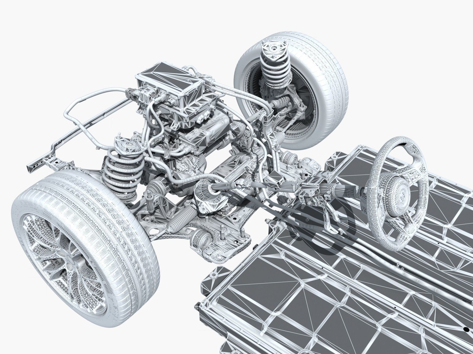 Electric car chassis x ray 3d model cgtrader
