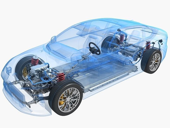 Electric car chassis X-ray 3D model