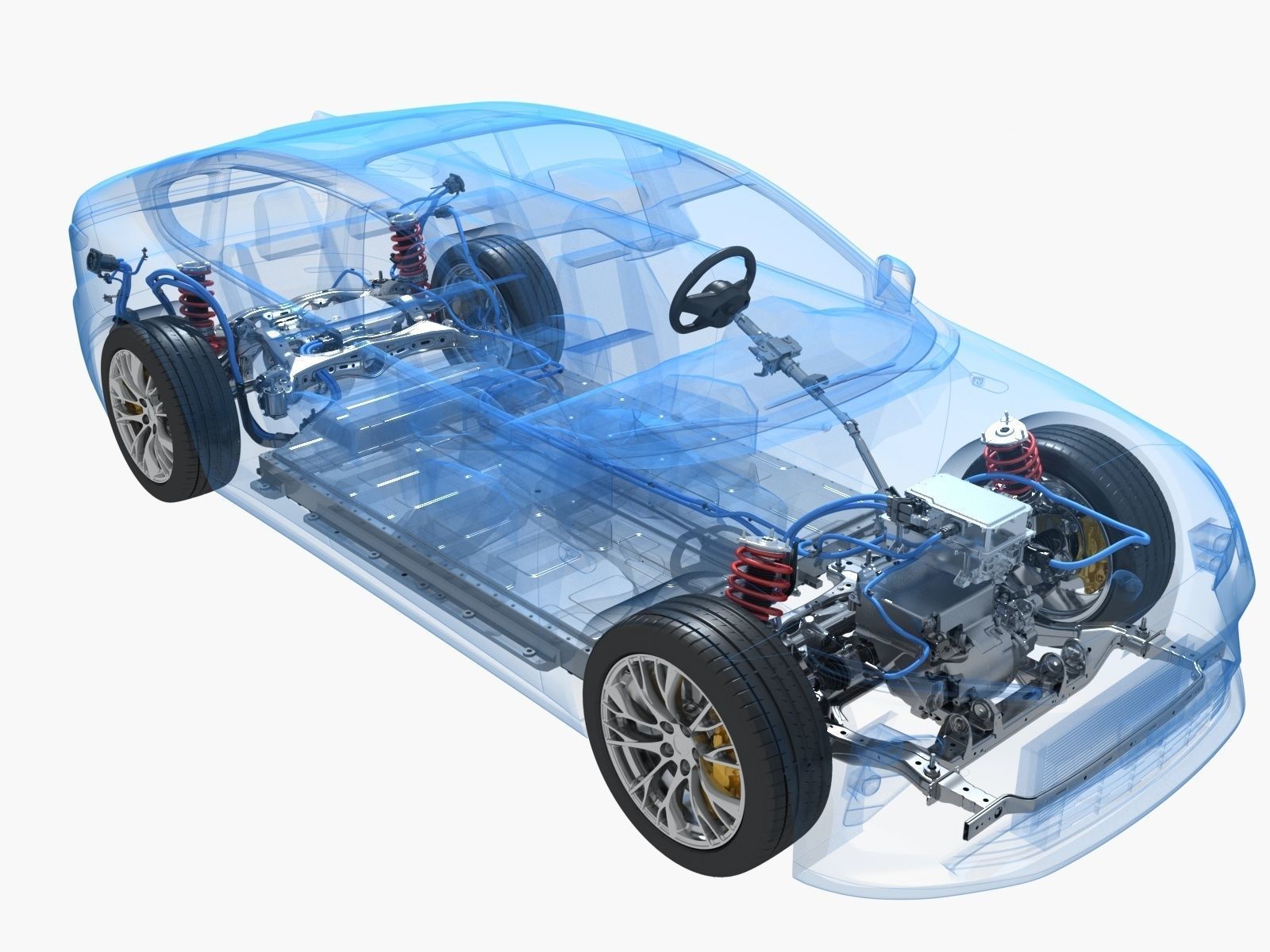Electric car chassis X-ray 3D model_4