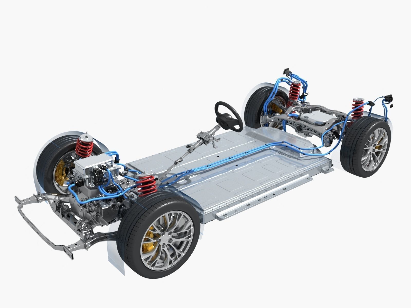 Electric car chassis X-ray 3D model_1