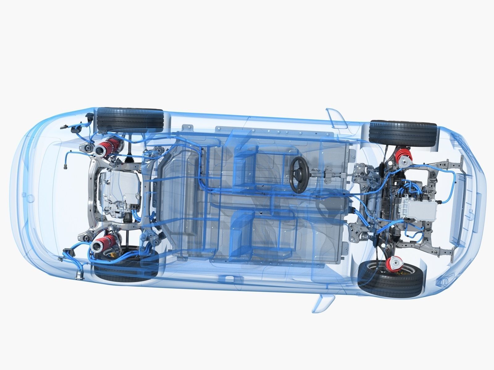 Electric car chassis X-ray 3D model_8