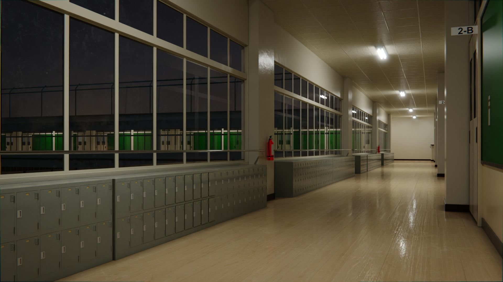 Japanese School Hallway 3d Scene Low-poly 3D model_12