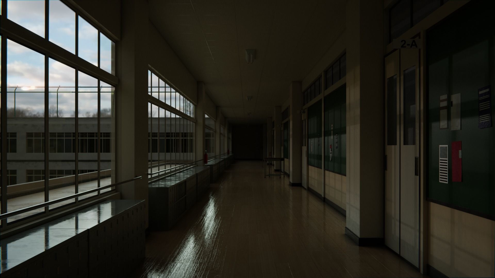 Japanese School Hallway 3d Scene Low-poly 3D model_17