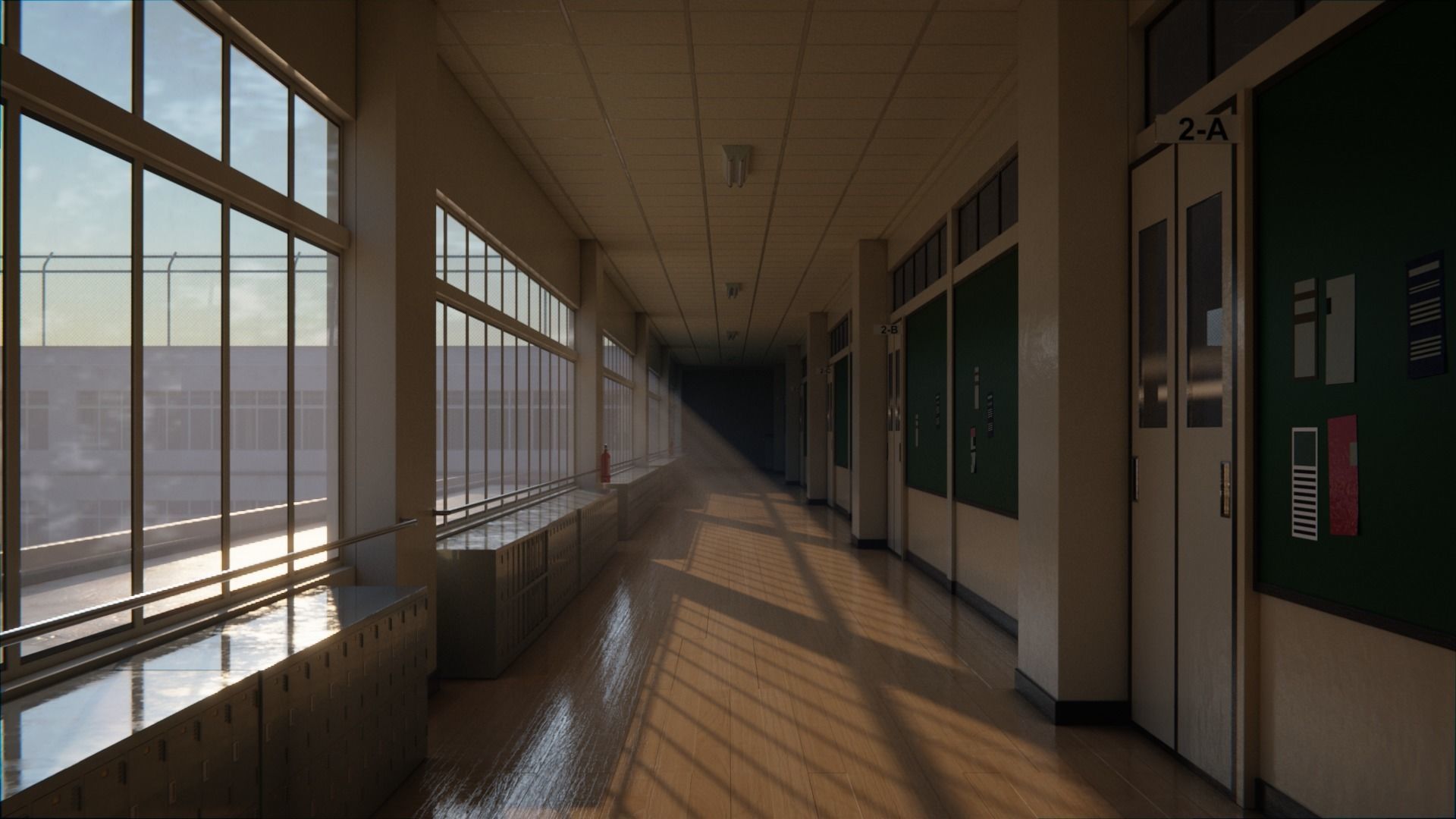 Japanese School Hallway 3d Scene Low-poly 3D model_13