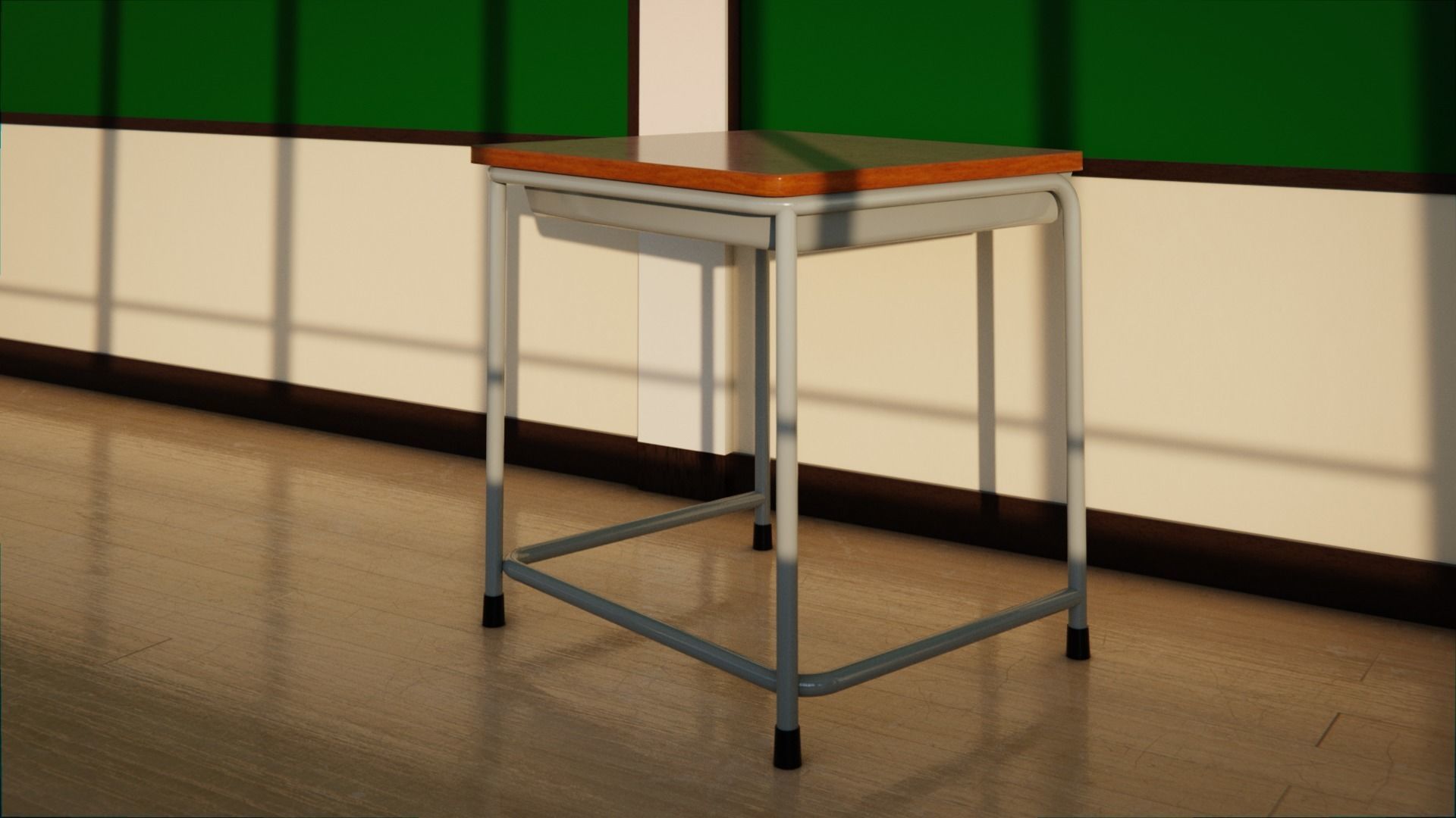 Japanese School Hallway 3d Scene Low-poly 3D model_4