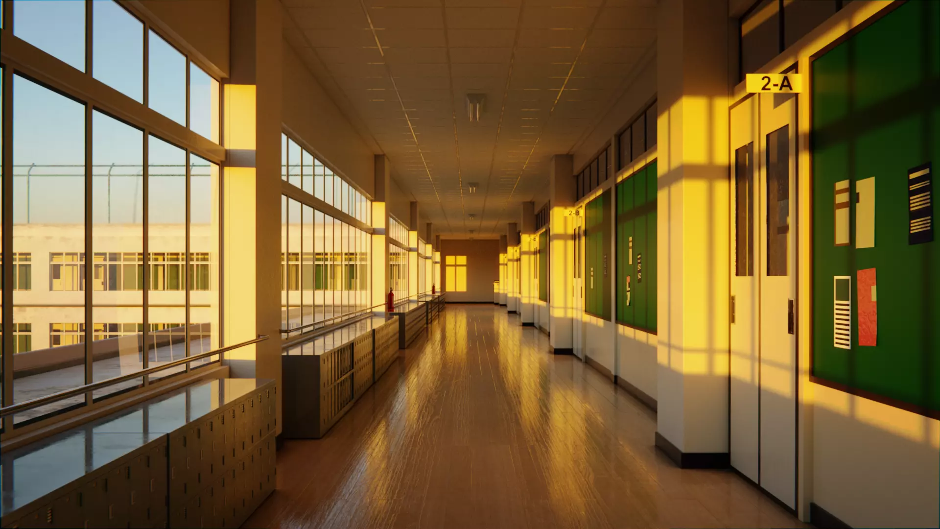 Japanese School Hallway 3d Scene Low-poly 3D model_0