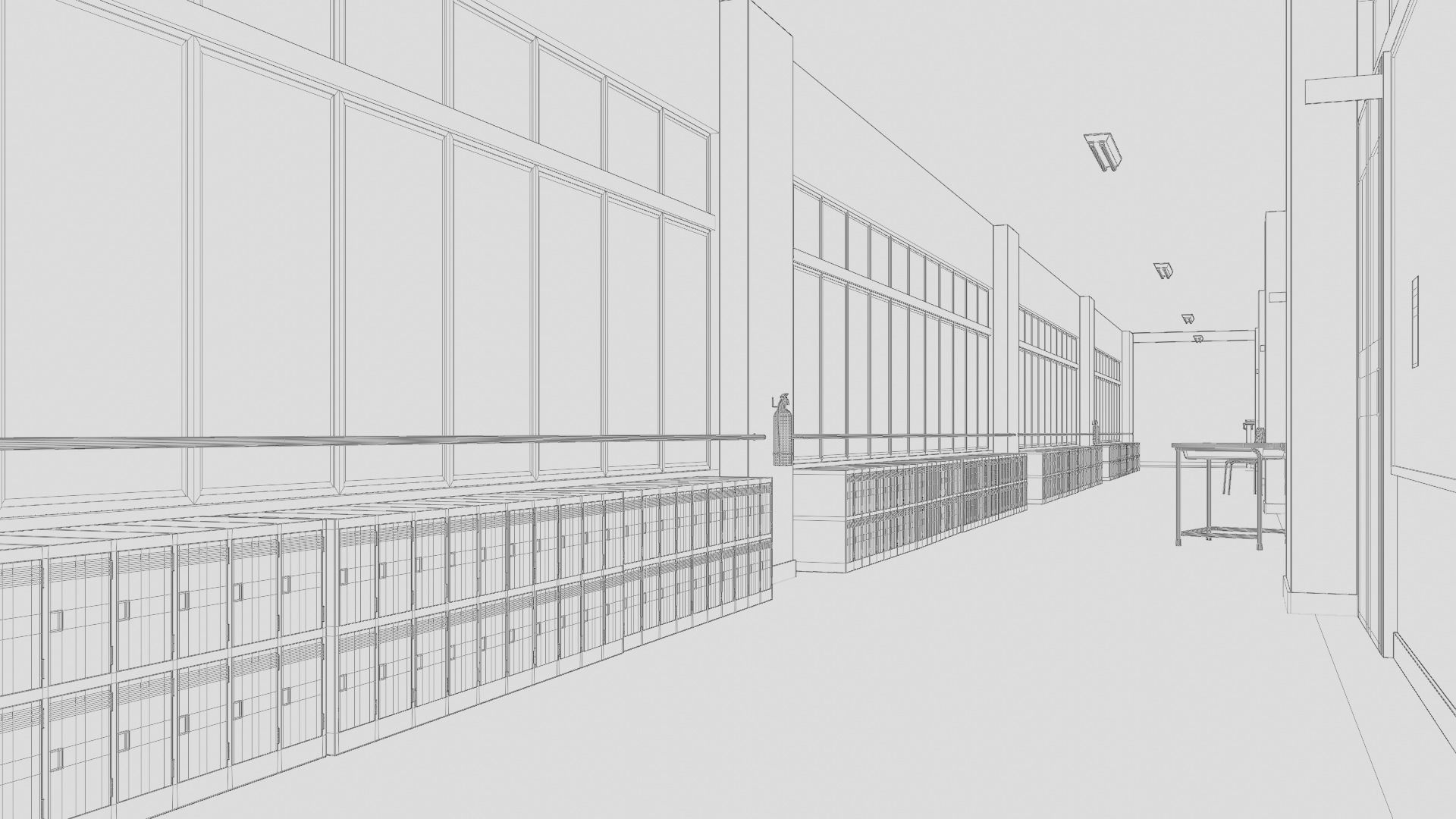 Japanese School Hallway 3d Scene Low-poly 3D model_23