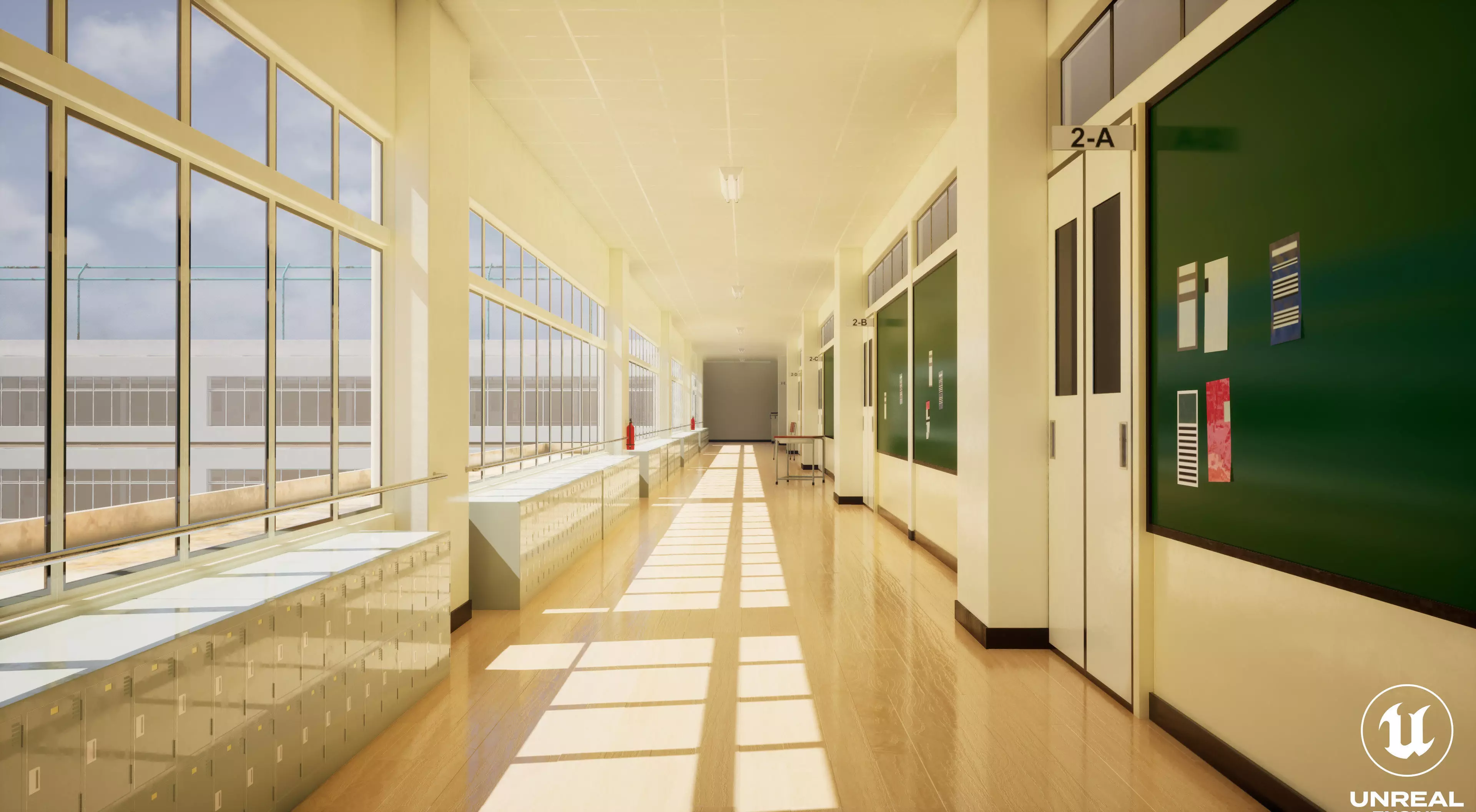 Japanese School Hallway 3d Scene Low-poly 3D model_21