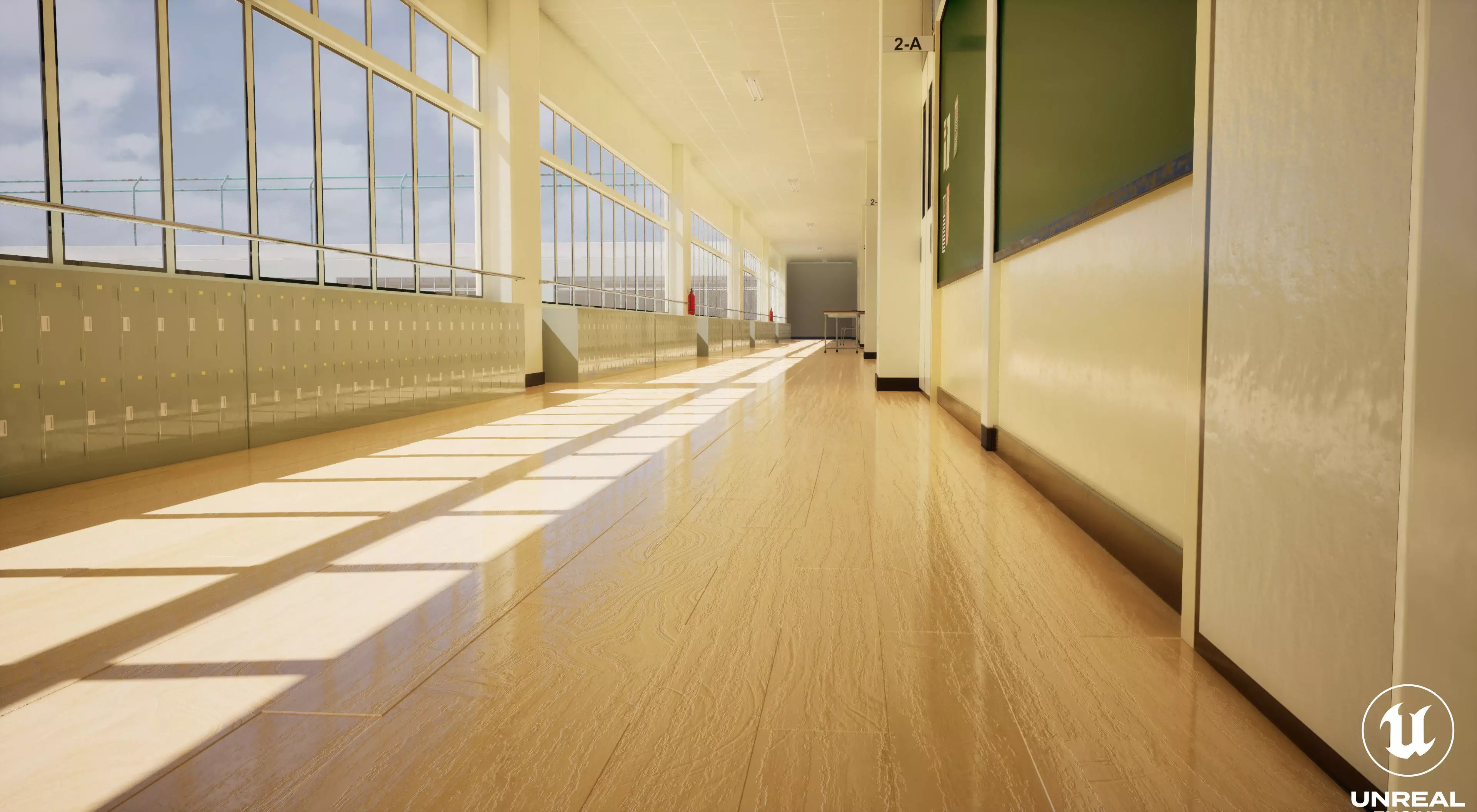 Japanese School Hallway 3d Scene Low-poly 3D model_20