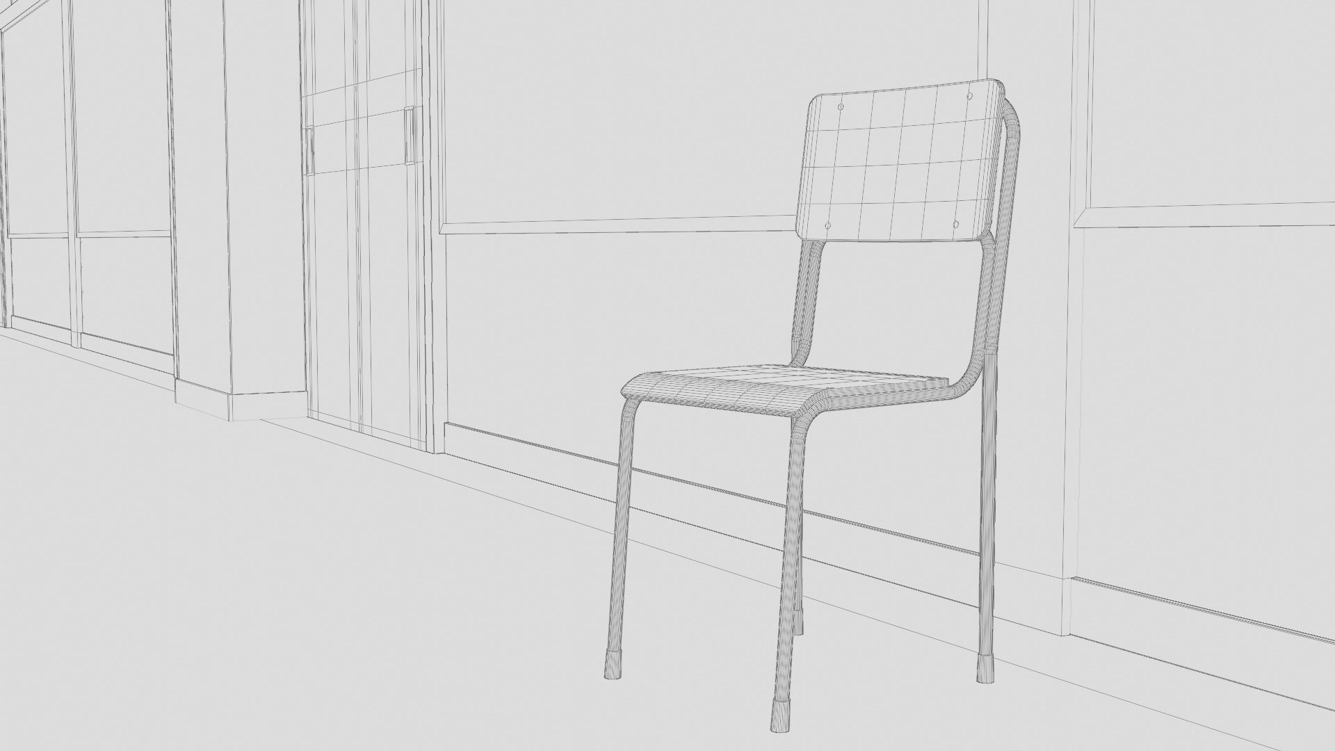 Japanese School Hallway 3d Scene Low-poly 3D model_27