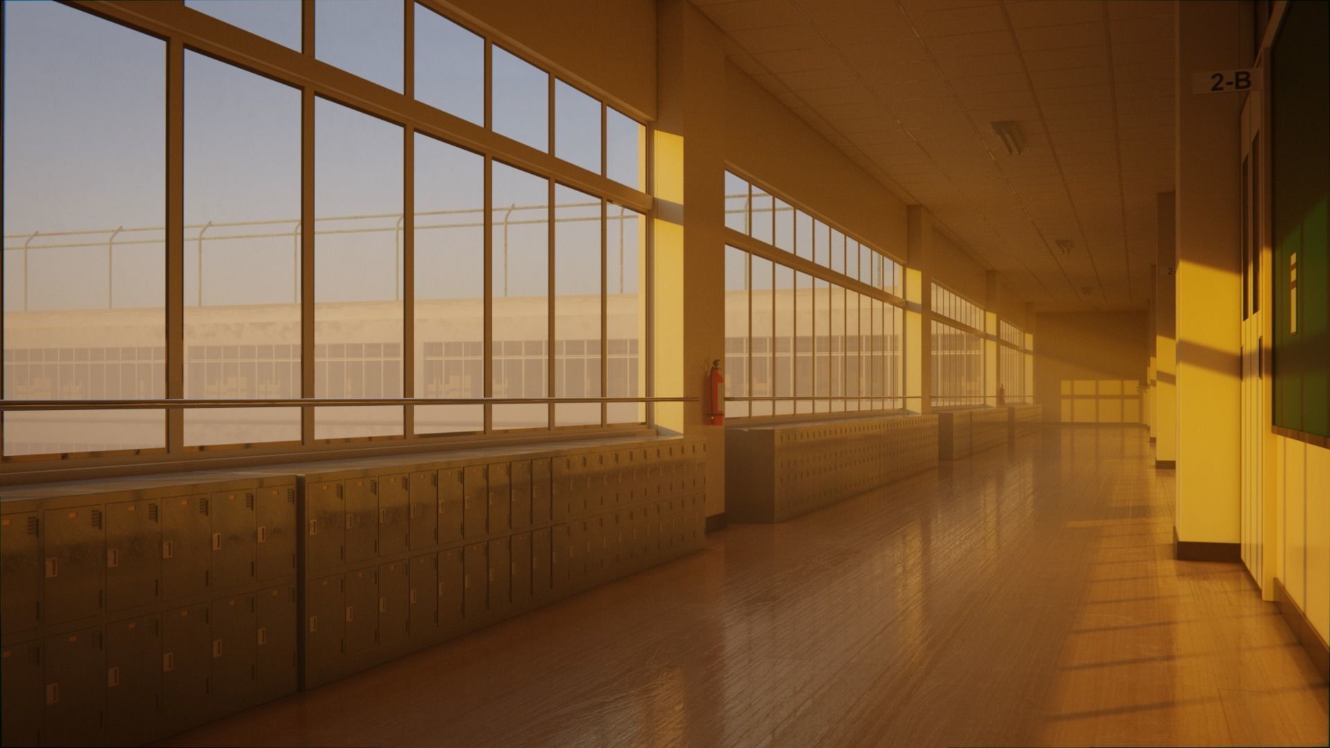 Japanese School Hallway 3d Scene Low-poly 3D model_3