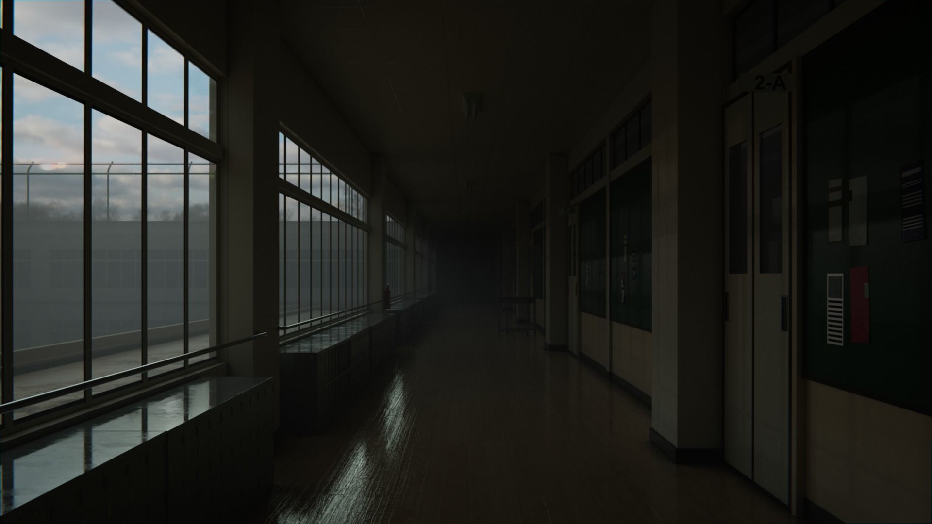 Japanese School Hallway 3d Scene Low-poly 3D model_2