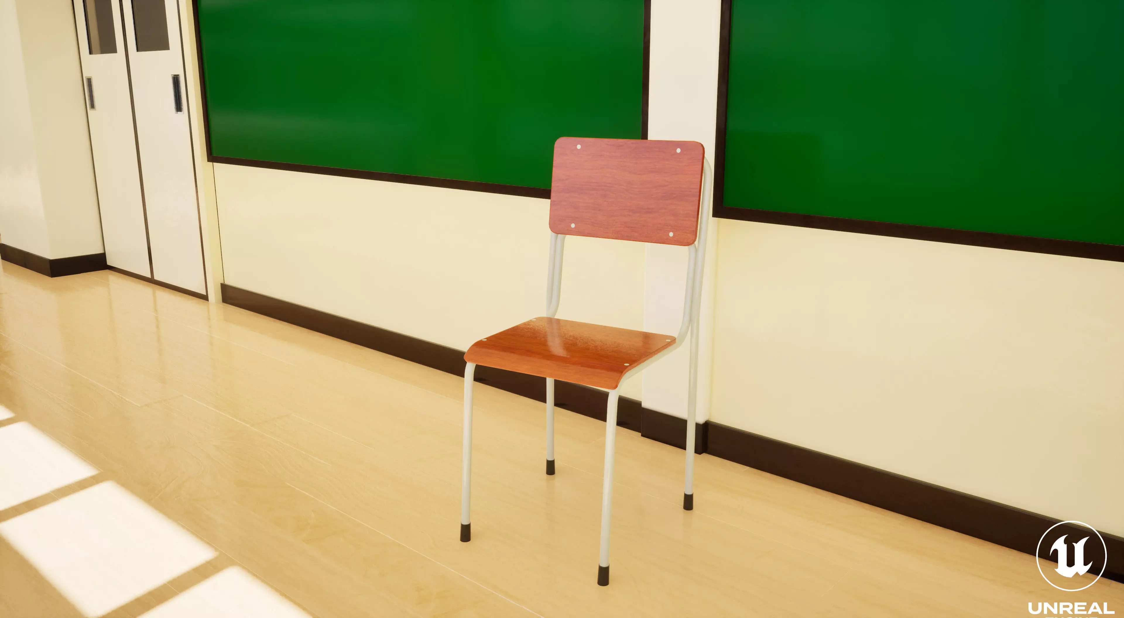 Japanese School Hallway 3d Scene Low-poly 3D model_7