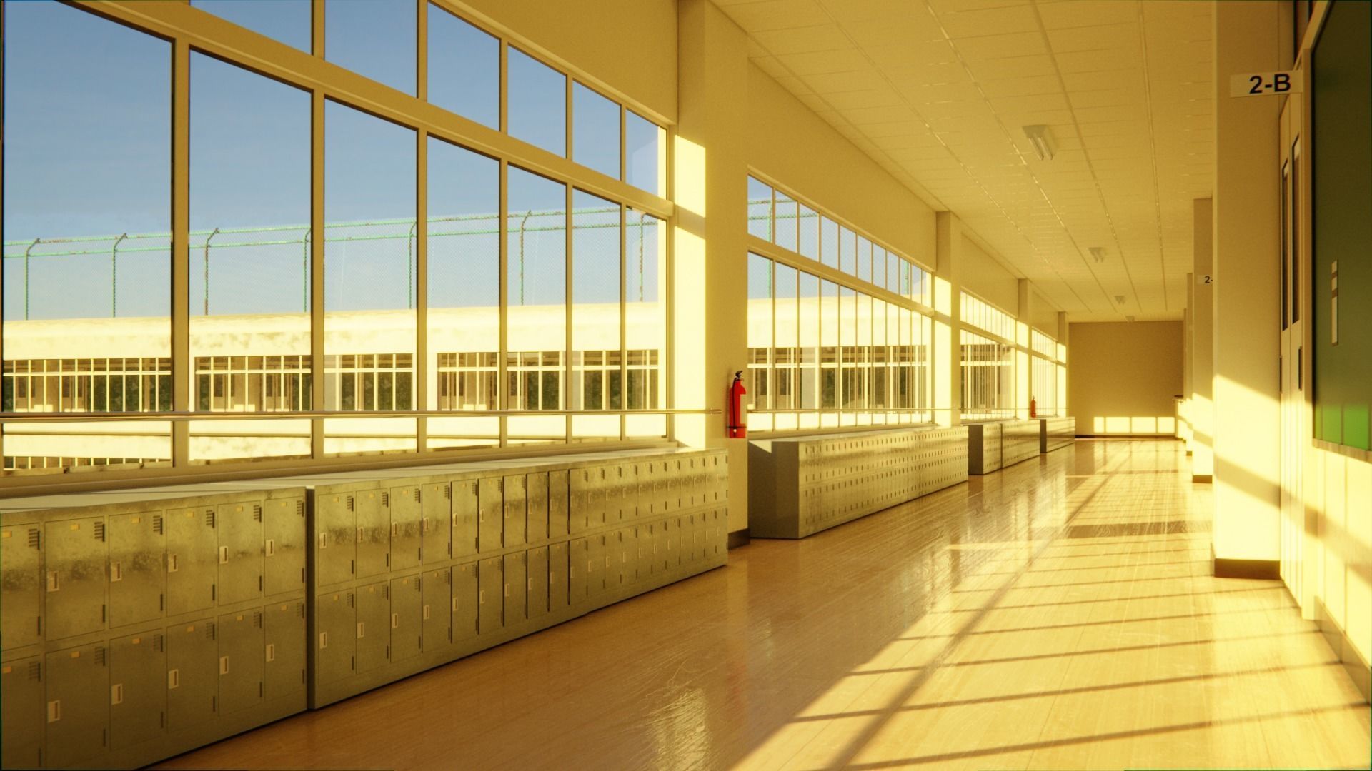 Japanese School Hallway 3d Scene Low-poly 3D model_15