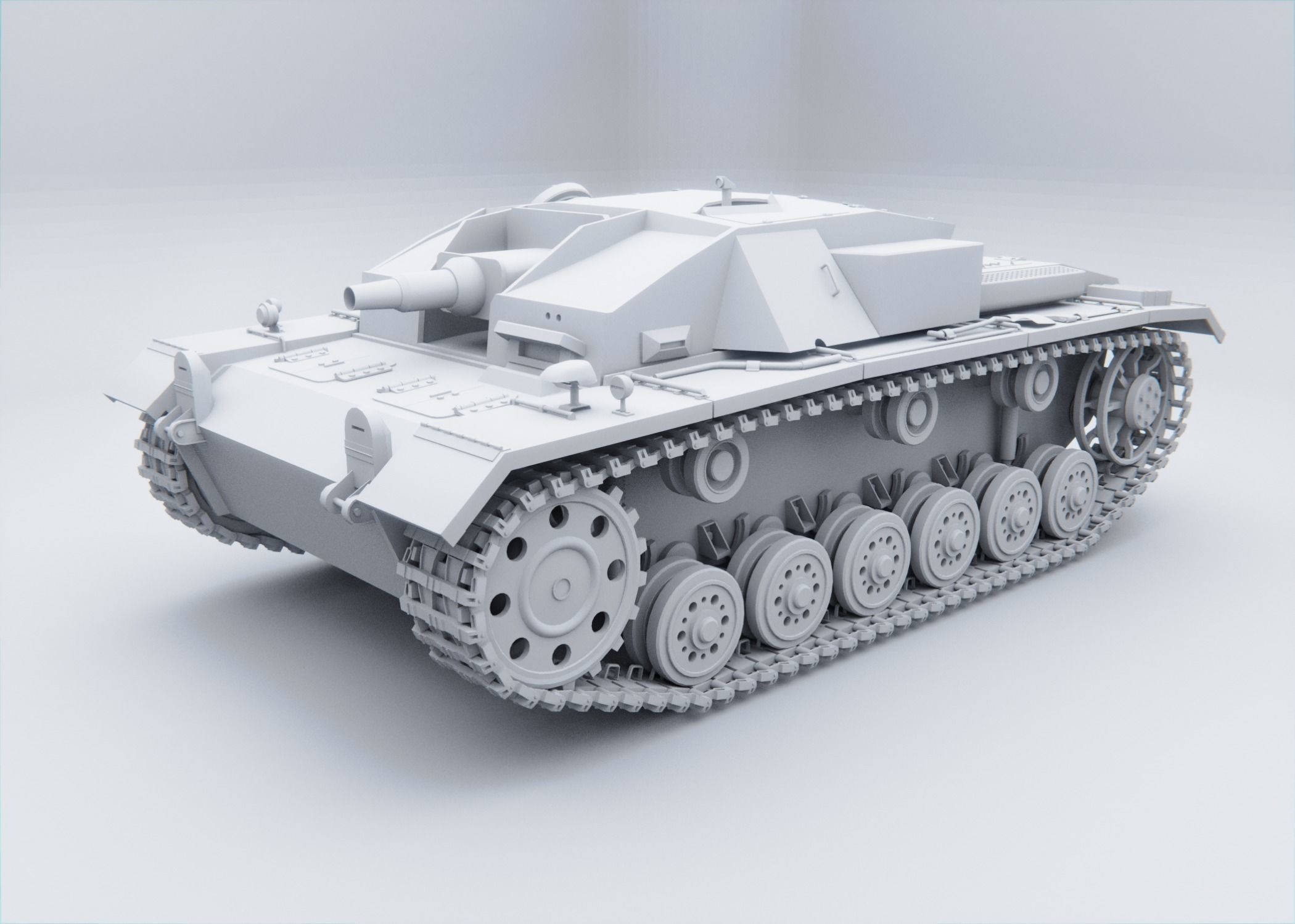Stug III - German Tank Destroyer Low-poly 3D model_6