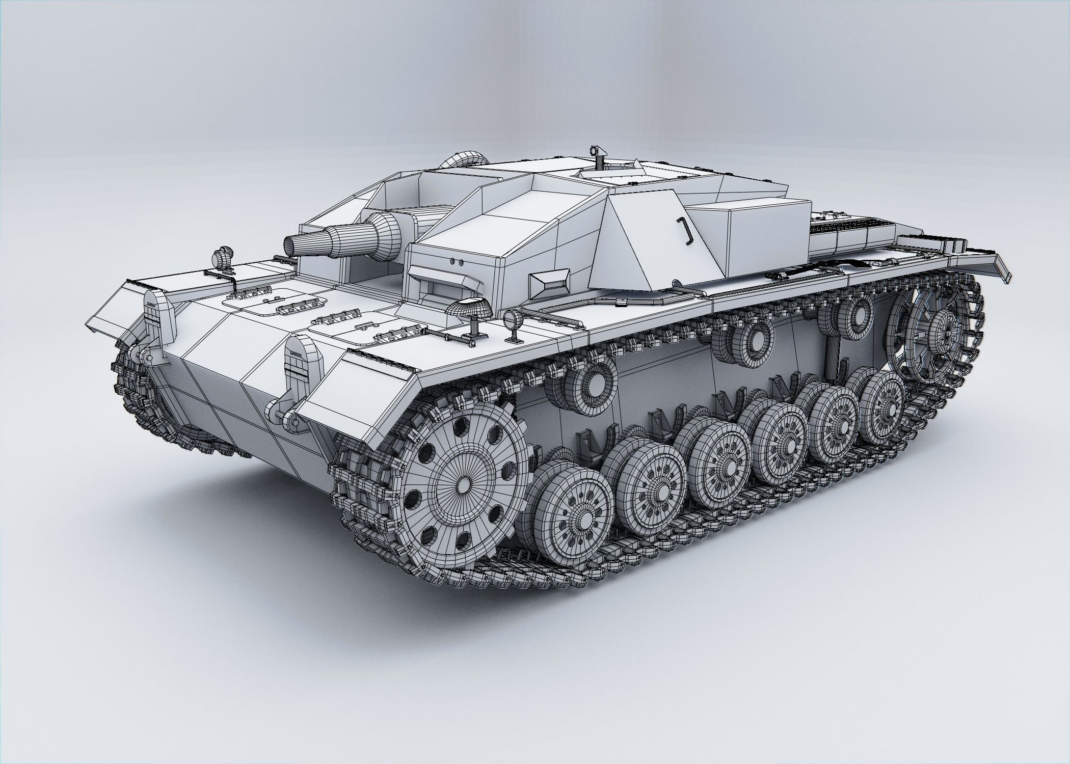 Stug III - German Tank Destroyer Low-poly 3D model_7
