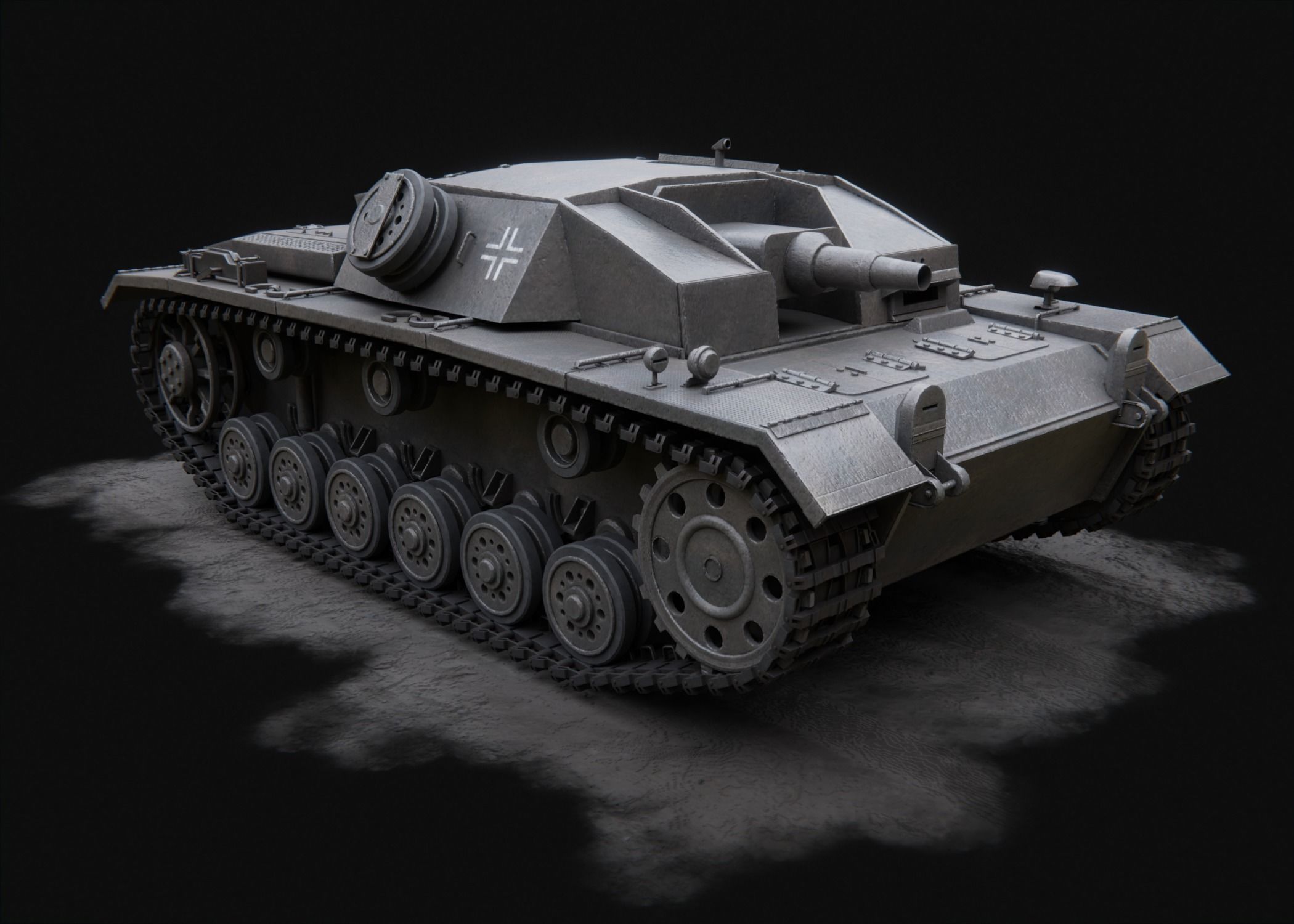 Stug III - German Tank Destroyer Low-poly 3D model_4