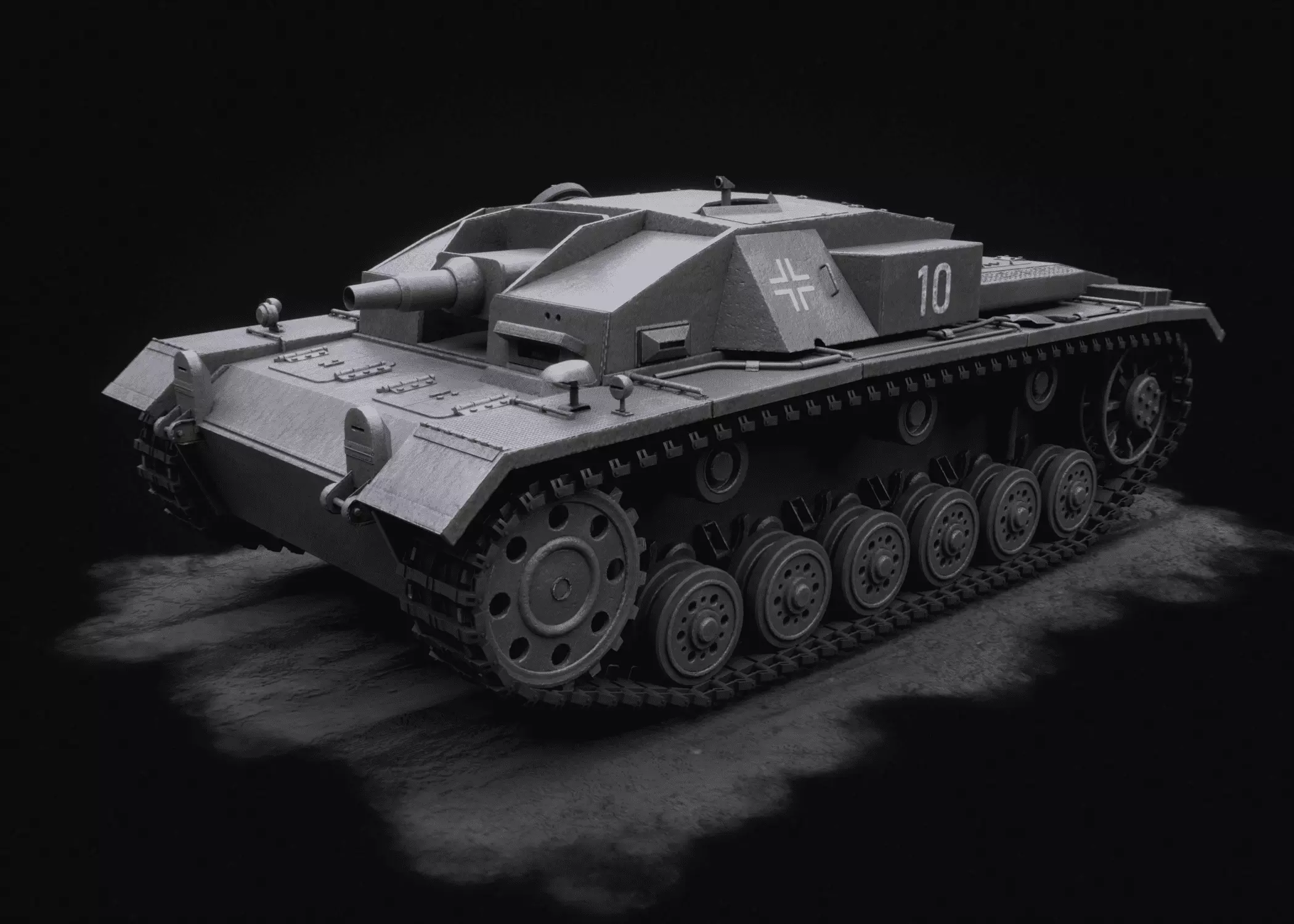 Stug III - German Tank Destroyer Low-poly 3D model_0