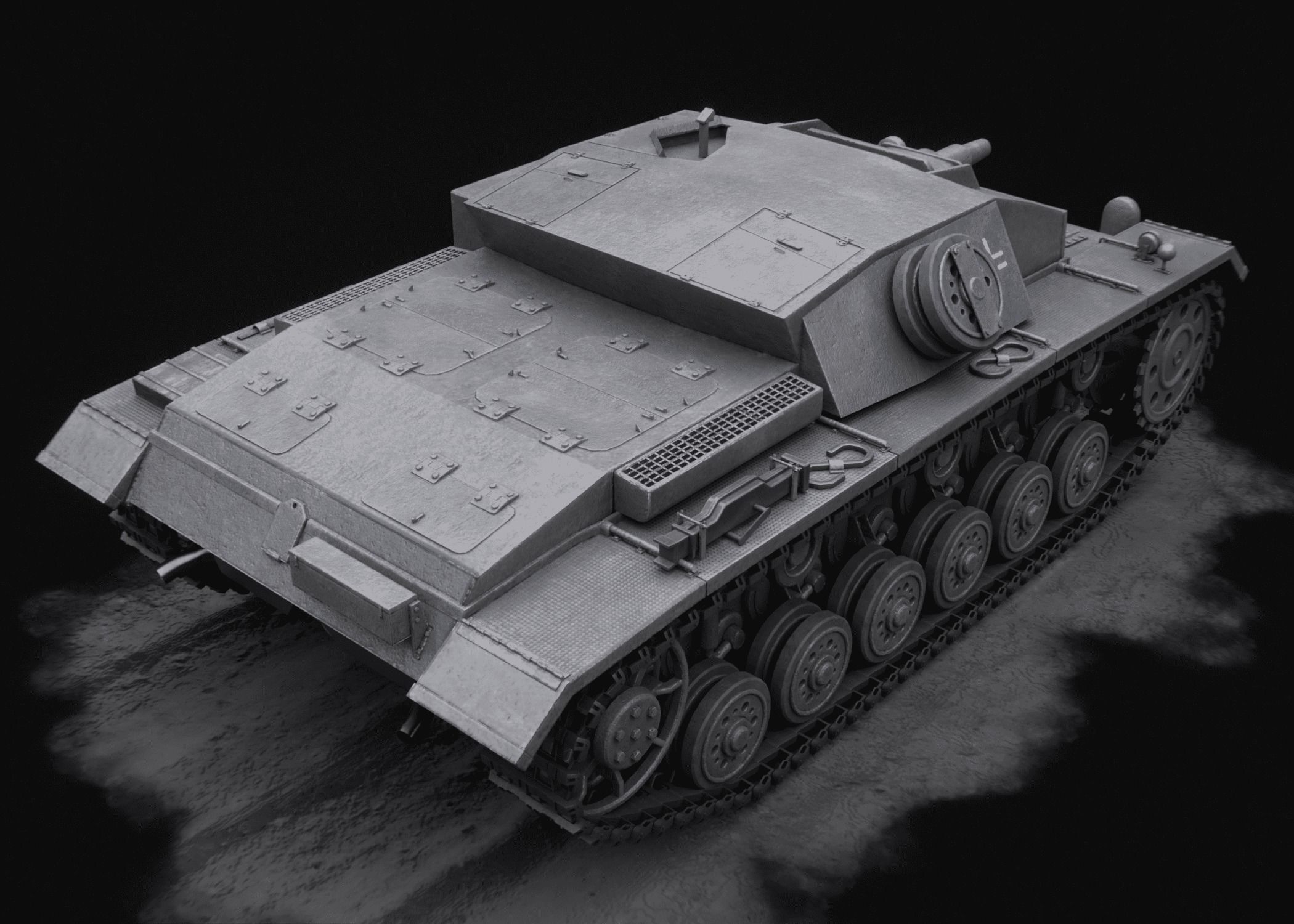 Stug III - German Tank Destroyer Low-poly 3D model_3