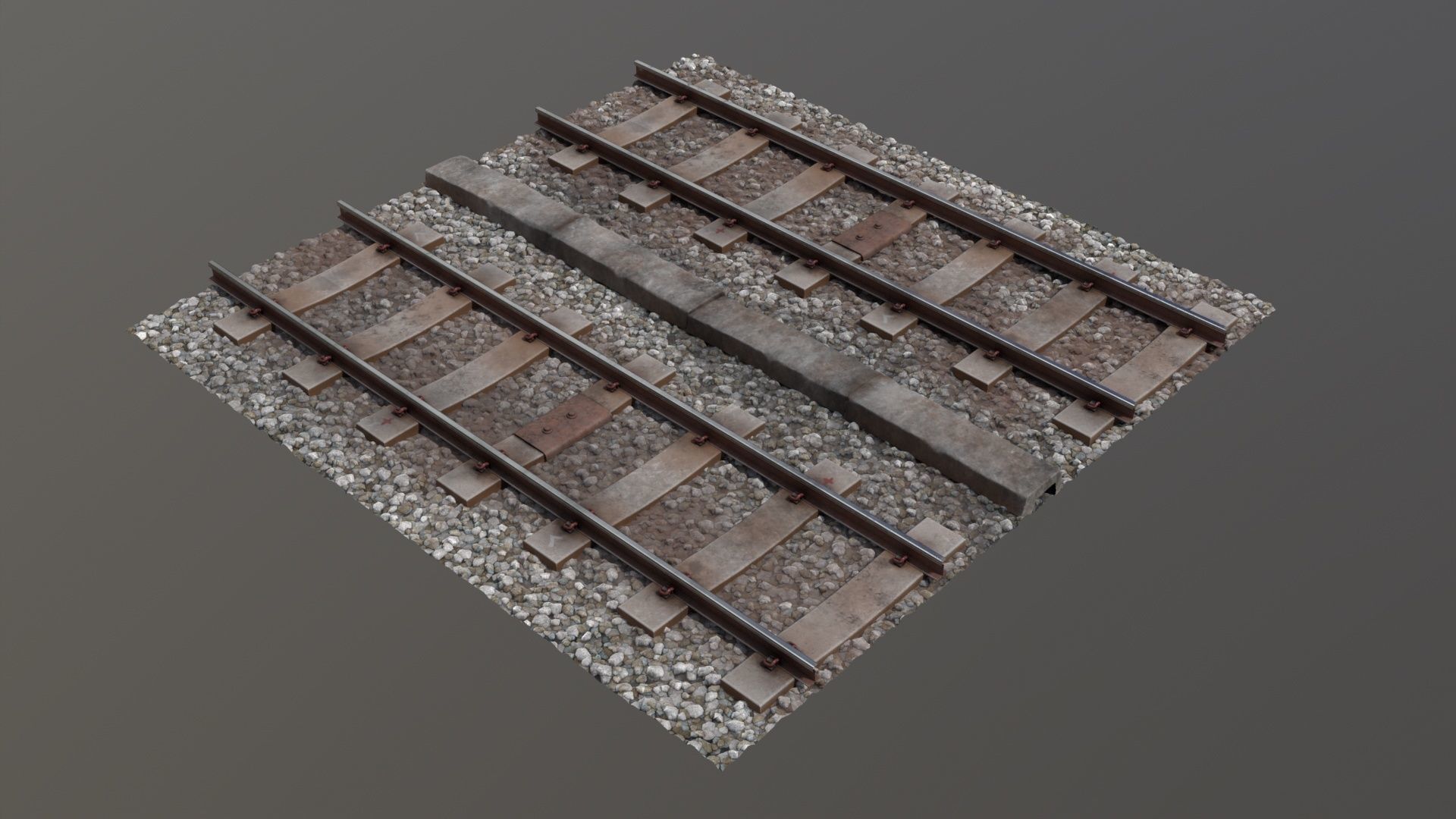 Railroad Tracks 3D model_2