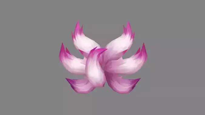 Cartoon pink fox tail  Low-poly 3D model