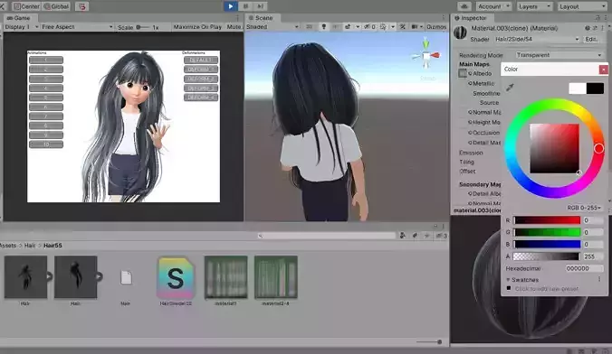 3D Item Hair Unity Prefab Zepeto Model FBX 55 Low-poly 3D model