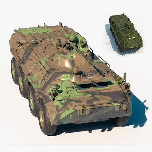 BTR-80A military vehicle Low-poly 3D model
