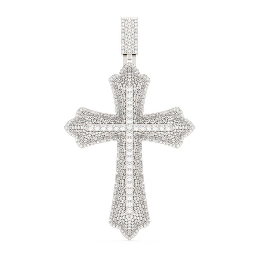 3D Print Ready Full Diamond Cross Pendant 3D print model_1