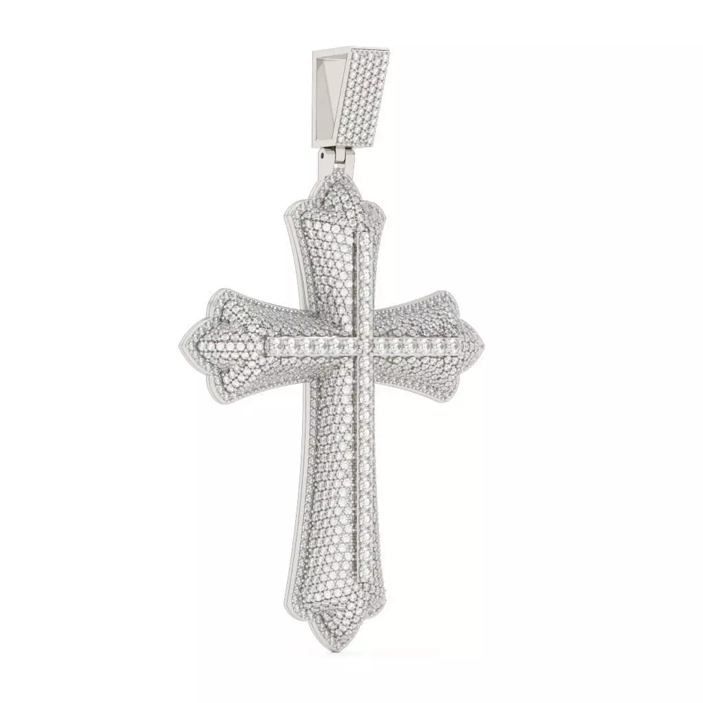 3D Print Ready Full Diamond Cross Pendant 3D print model_0
