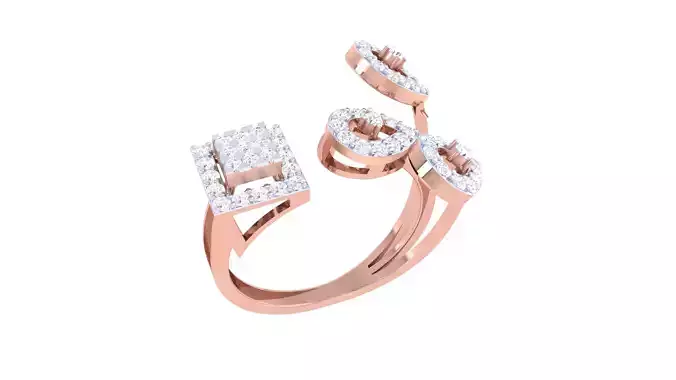 Women Open End Cocktail Ring 3dm STL OBJ FBX Renders Details