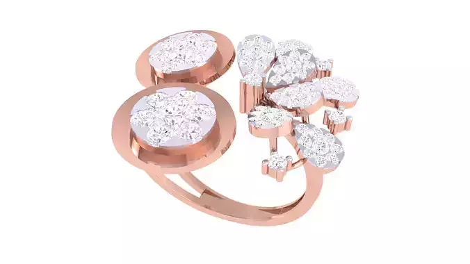 Women Open End Flower Ring 3dm STL OBJ FBX Renders Details