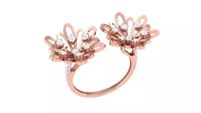 Women Open End Flower Ring 3dm STL OBJ FBX Renders Details