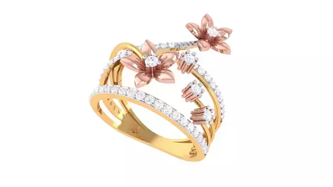 Women Flower Ring 3dm STL OBJ FBX Renders Details