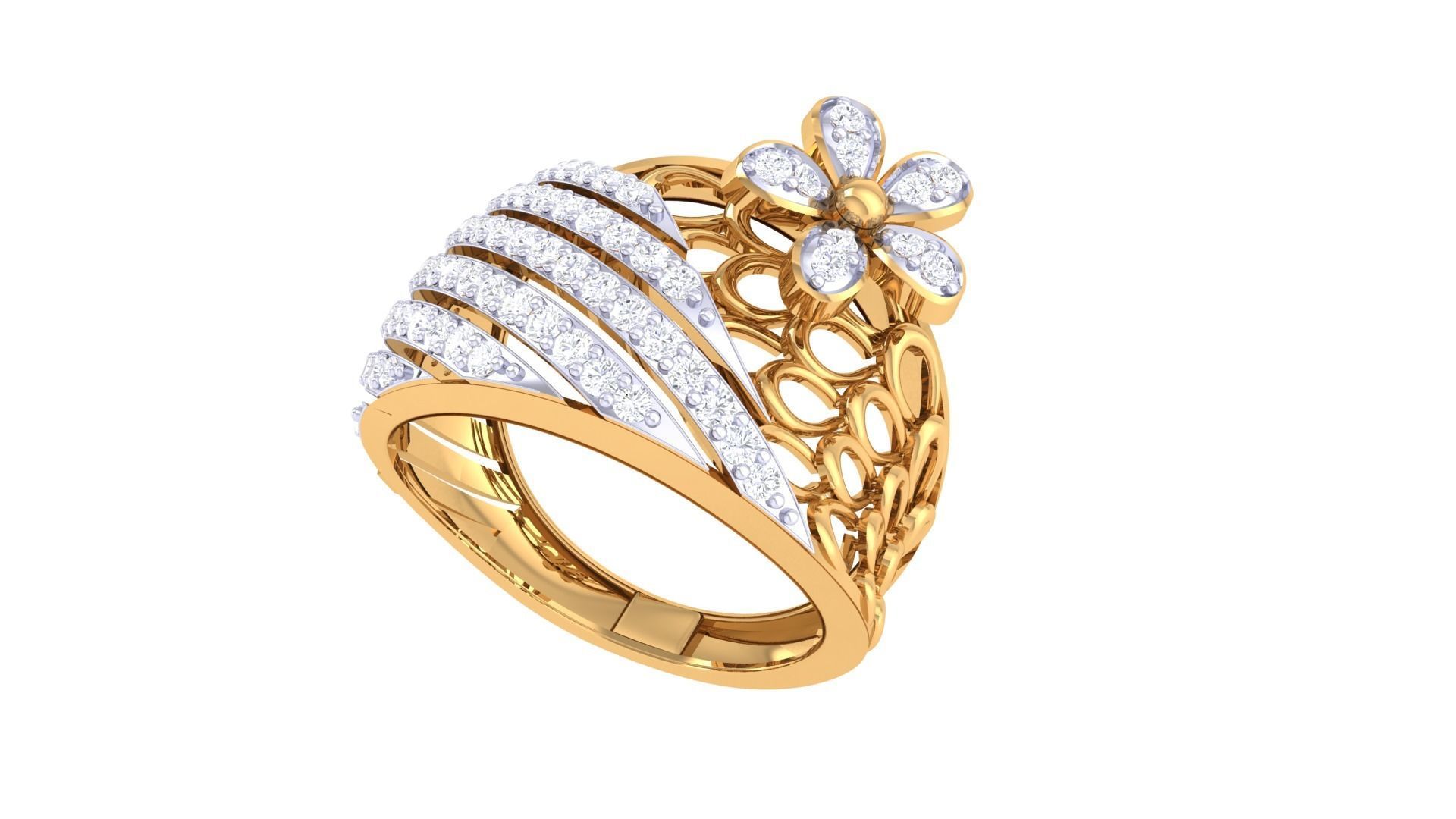 Women Flower Ring 3dm STL OBJ FBX Renders Details 3D print model_2