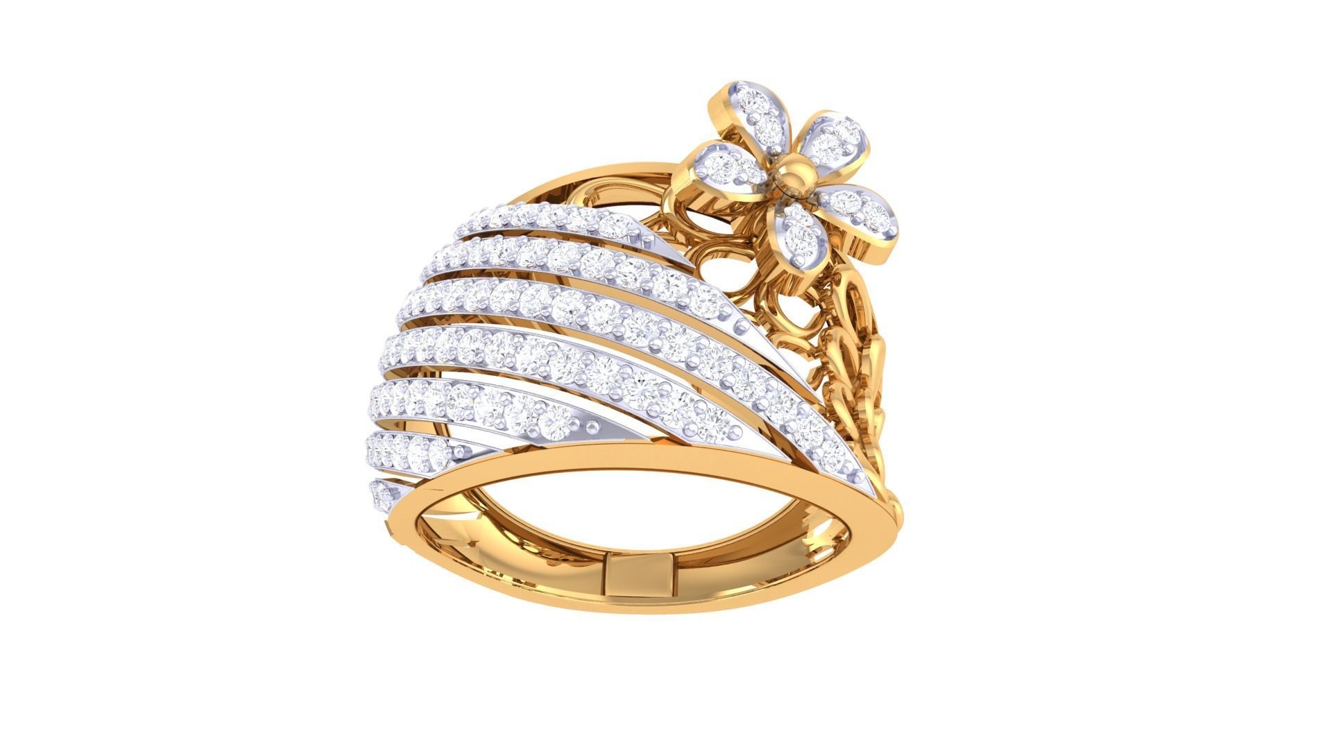 Women Flower Ring 3dm STL OBJ FBX Renders Details 3D print model_3