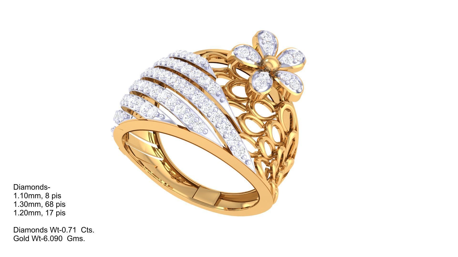 Women Flower Ring 3dm STL OBJ FBX Renders Details 3D print model_1