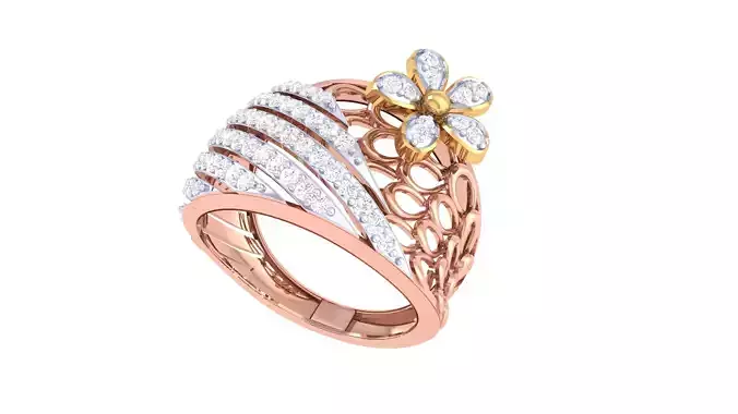 Women Flower Ring 3dm STL OBJ FBX Renders Details