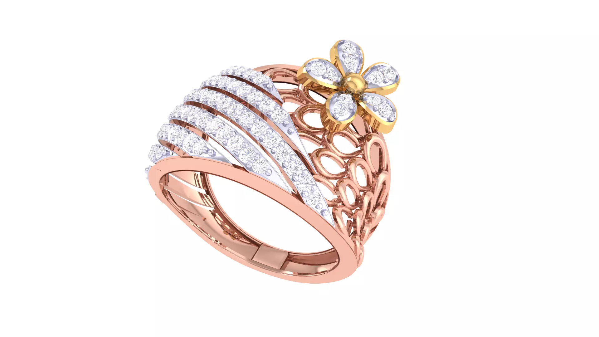 Women Flower Ring 3dm STL OBJ FBX Renders Details 3D print model_0