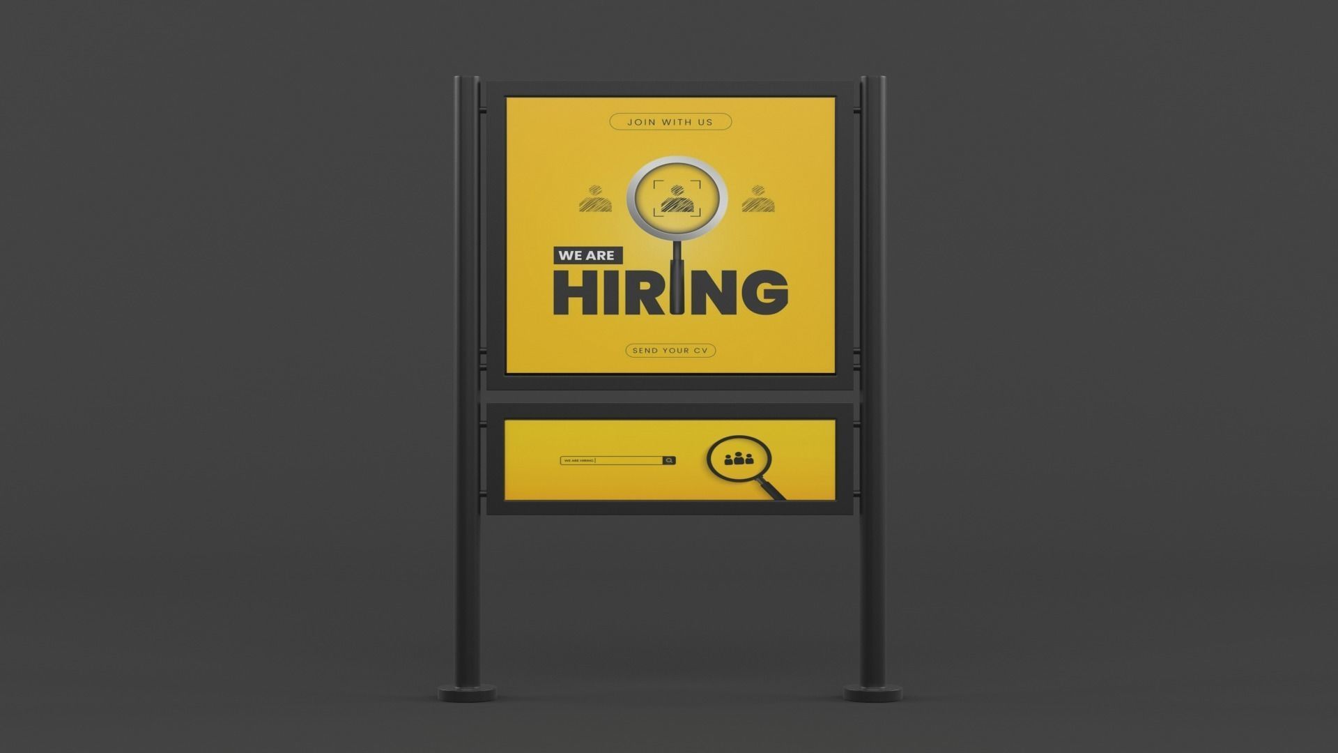 Billboard sign stand 3D model_3