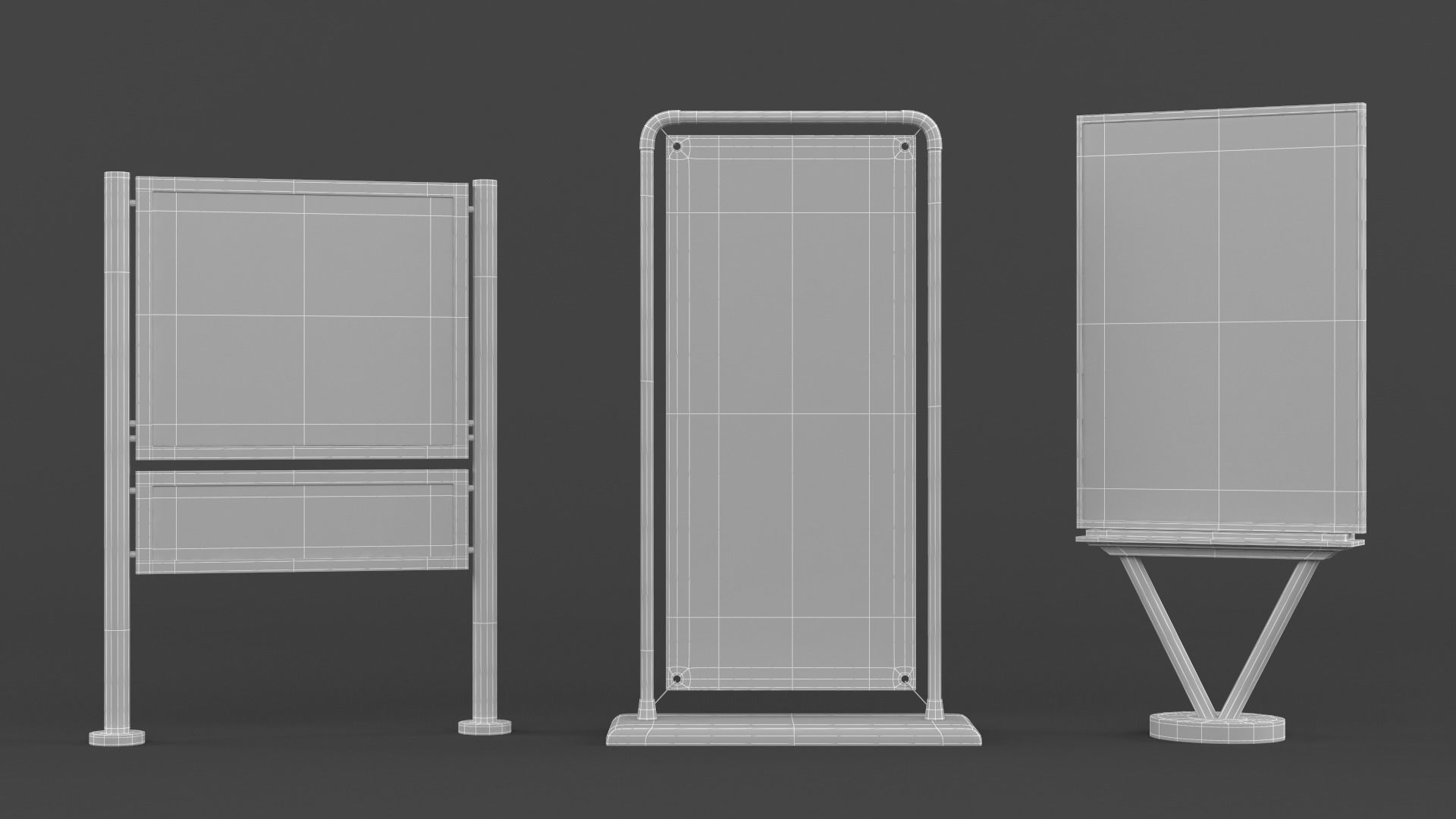 Billboard sign stand 3D model_7