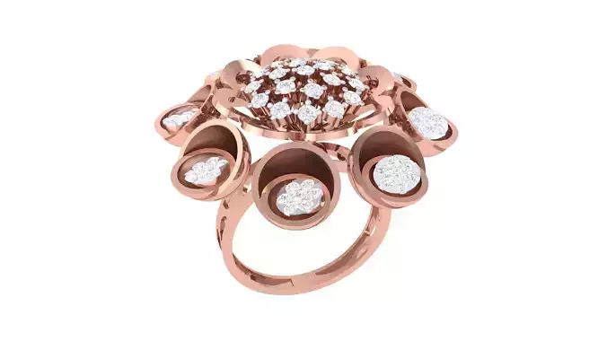 Women Cocktail Ring 3dm STL OBJ FBX Renders Details