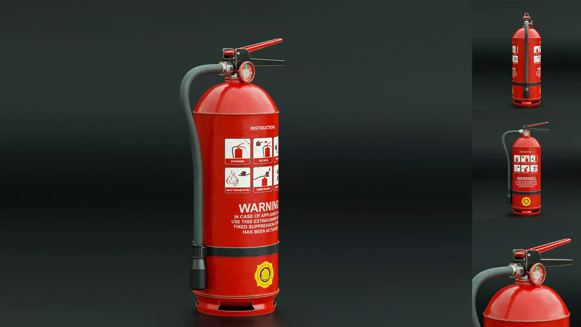 Fire extinguisher portable handheld Low-poly 3D model_0