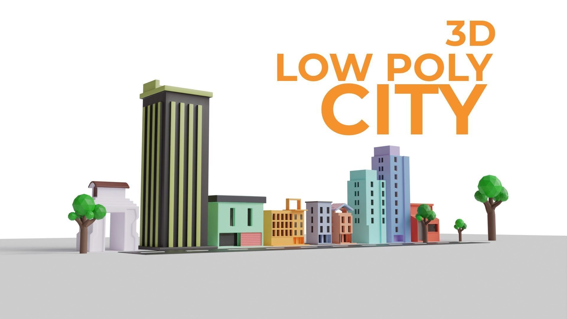 Urban - Low Poly 3d city building model Low-poly 3D model_4