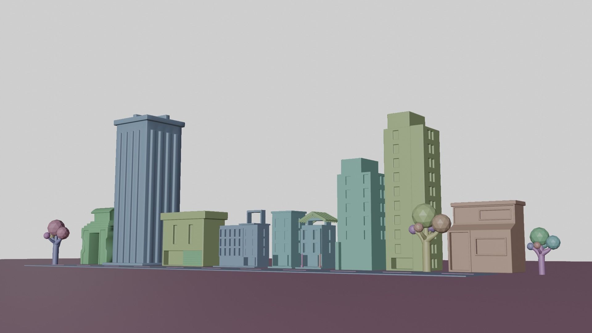 Urban - Low Poly 3d city building model Low-poly 3D model_8