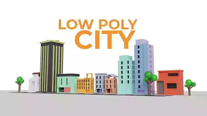 Urban - Low Poly 3d city building model Low-poly 3D model